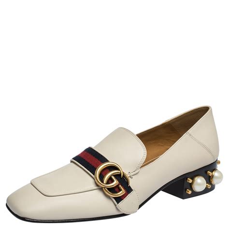 mens gucci loafer boots white pink|gucci stacked heel loafer.